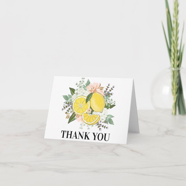 Yellow Lemon Flower Letterpress Thank You Card (Front)