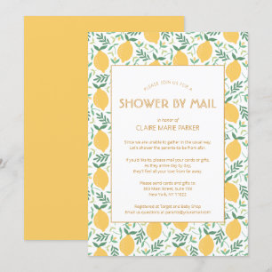 Yellow Lemon Fruit Foliage Baby Shower by Mail Invitation