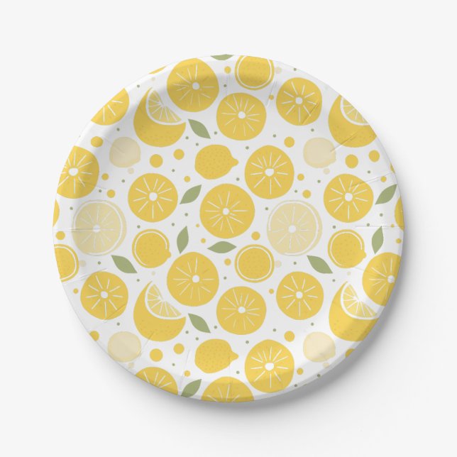 Yellow Lemon Fruit Party: Main Squeeze Lem-One-Ade Paper Plates (Front)