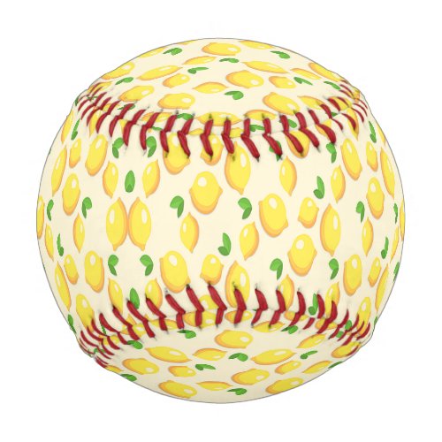 Yellow lemon fruit pattern baseball