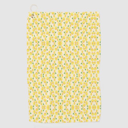 Yellow lemon fruit pattern golf towel