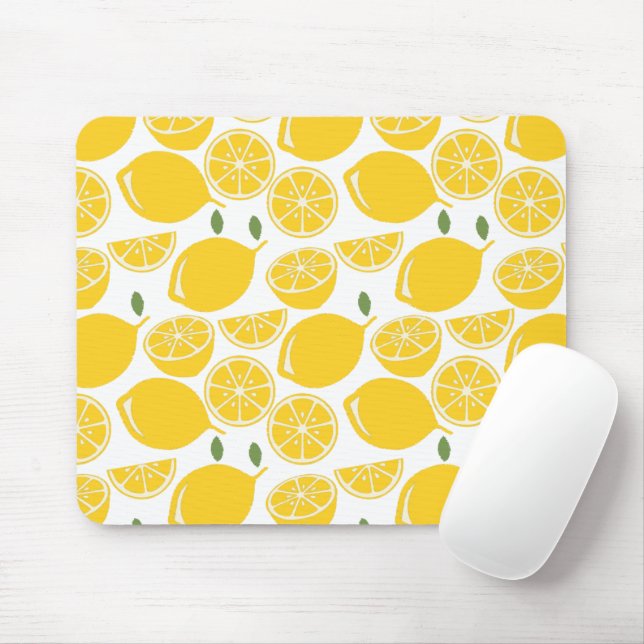 Yellow lemon fruit pattern mouse pad (With Mouse)