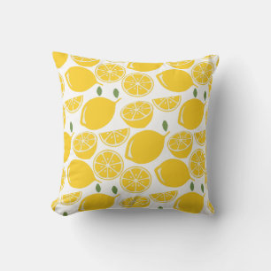 Yellow lemon fruit pattern throw pillow