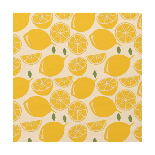 Yellow lemon fruit pattern wood wall art