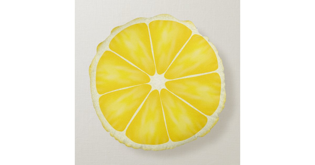 Yellow Lemon Fruit Slice by Cindy Bendel Round Pillow | Zazzle