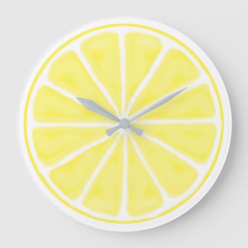 Yellow Lemon Fruit Slice Large Clock