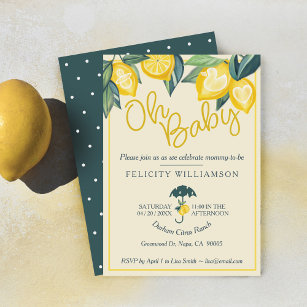 Yellow Lemon fruit Tree Baby Shower Invitation