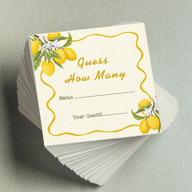 Yellow Lemon Guess How Many Game Enclosure Card (Creator Uploaded)