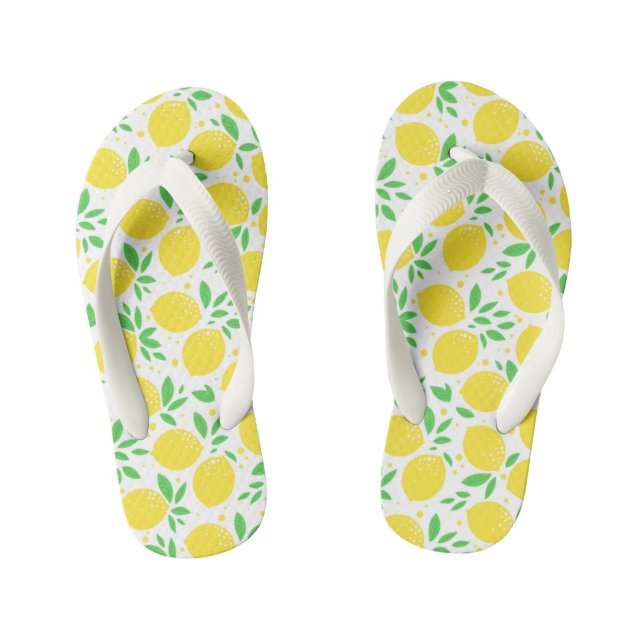 Yellow Lemon Kid's Flip Flops (Footbed)