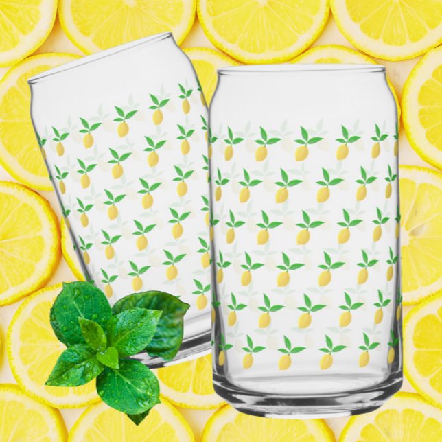 Yellow Lemon Lemonade  Can Glass (Ready for summer fun and entertaining!)