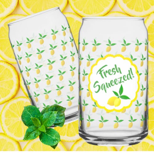 Yellow Lemon Lemonade  Can Glass