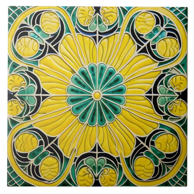 Yellow Lemon Mediterranean Summer Ceramic Tile (Front)