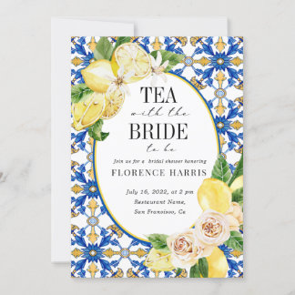 Yellow Lemon Mediterranean Tea Party Bridal Shower Invitation
