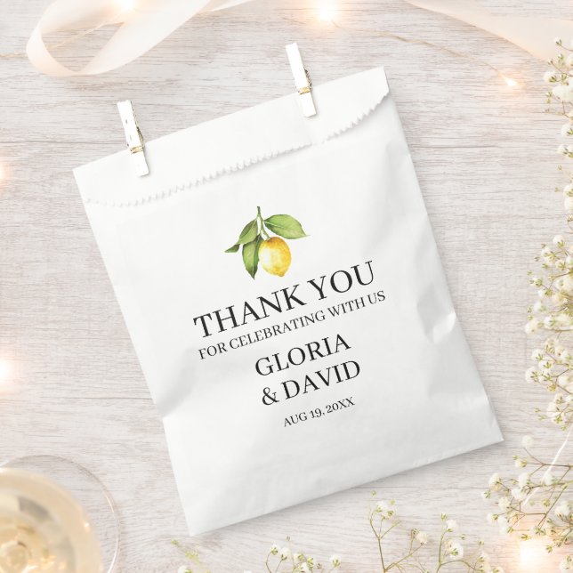 Yellow Lemon Modern Wedding Favor Bag (Clipped)
