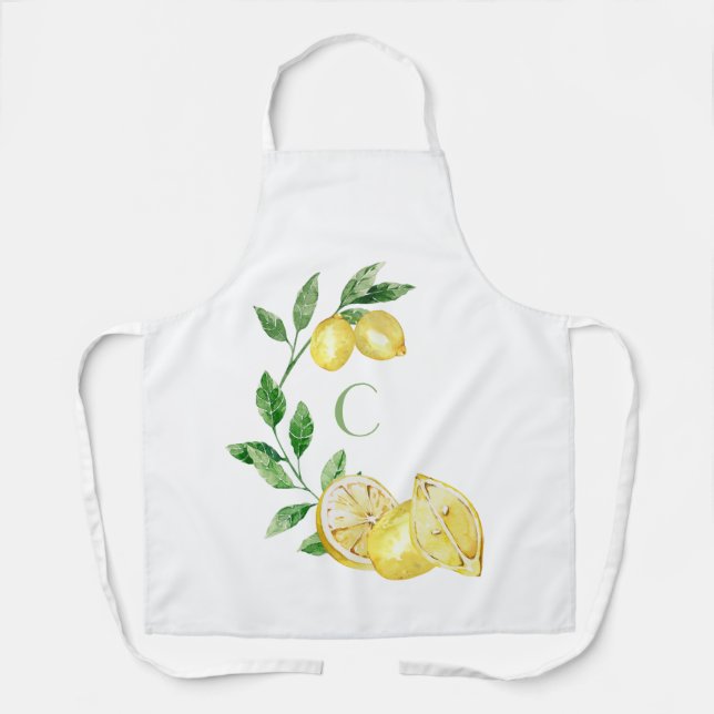 Yellow Lemon Monogram Apron (Front)
