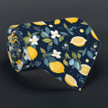 Yellow Lemon On Blue Background Neck Tie<br><div class="desc">Yellow Lemon On Blue Background neck tie</div>