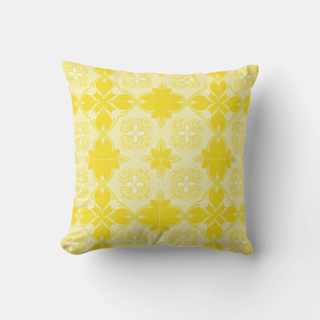 Yellow Lemon Ornamental, Decorative, Pattern Throw Pillow (Front)
