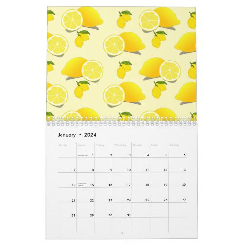 Yellow Lemon Pattern  Calendar