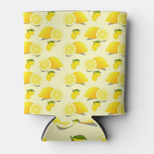 Yellow Lemon Pattern  Can Cooler