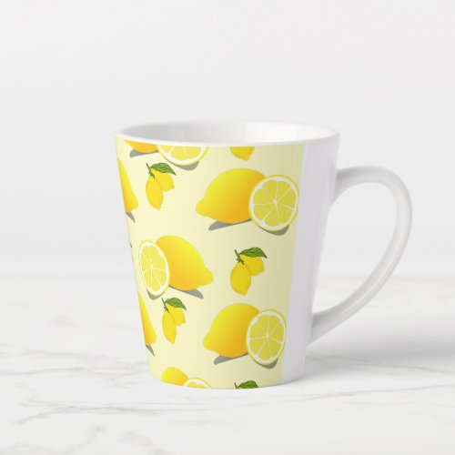Yellow Lemon Pattern  Latte Mug