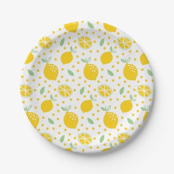 Yellow Lemon Pattern Paper Plates by InTrendPatterns at Zazzle