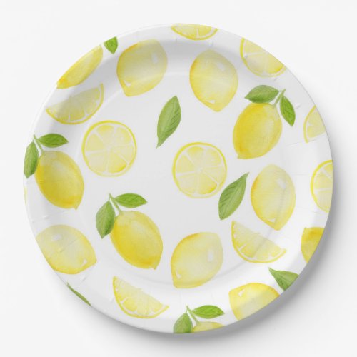 Yellow Lemon Pattern Party Plate