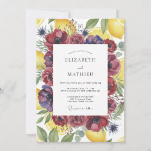 Yellow Lemon Poppy Wedding Invitation