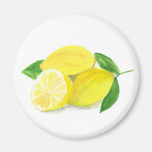 Yellow Lemon print art fruit watercolour Magnet