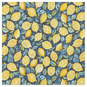 Yellow Lemon Print Fabric Cotton Fabric