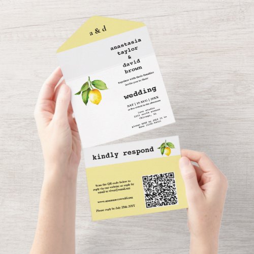 Yellow Lemon QR Code All In One Invitation