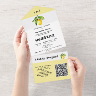 Yellow Lemon QR Code All In One Invitation