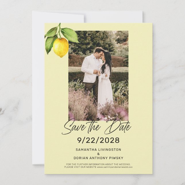 Yellow Lemon  Save The Date (Front)
