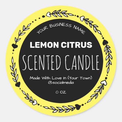 Yellow Lemon Scented Product Labels