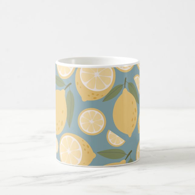 Yellow Lemon Seamless Pattern Coffee Mug (Center)