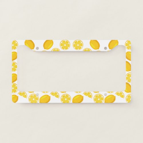 Yellow Lemon Seamless pattern   License Plate Frame