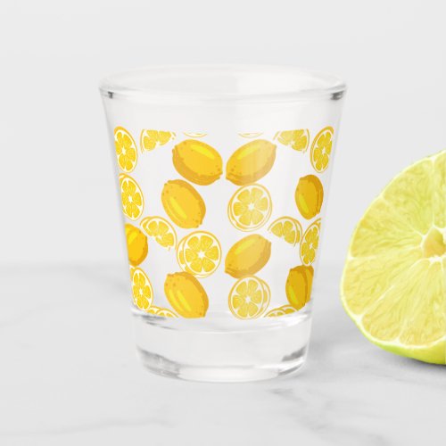 Yellow Lemon Seamless pattern   Shot Glass