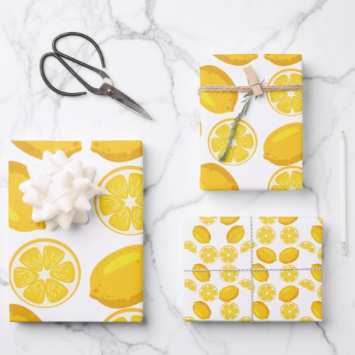 Yellow Lemon Seamless pattern Wrapping Paper Sheets