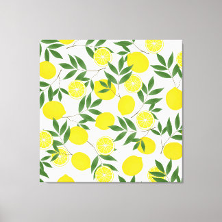 Yellow lemon set seamless pattern canvas print