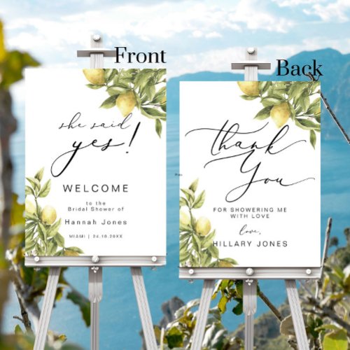 Yellow Lemon She Said Yes Bridal welcome sign