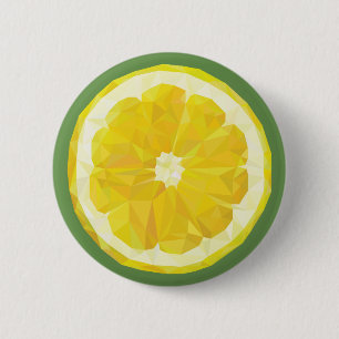 Yellow lemon slice button. pinback button
