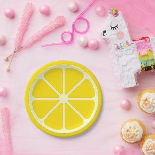 Yellow Lemon Slice Fun Summer Citrus Paper Plate