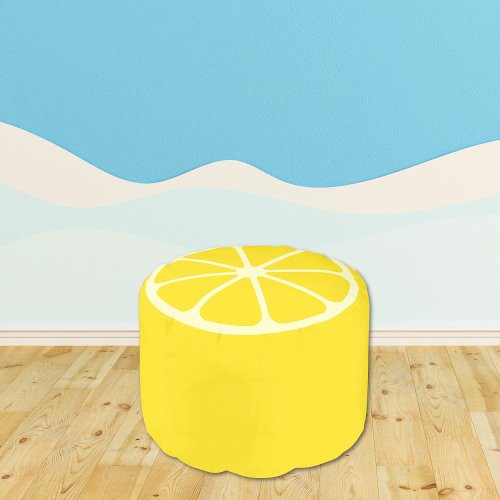 Yellow Lemon Slice Fun Summer Pouf