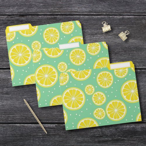 Yellow Lemon Slice Pattern File Folder