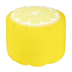 Yellow Lemon Slice Pouf