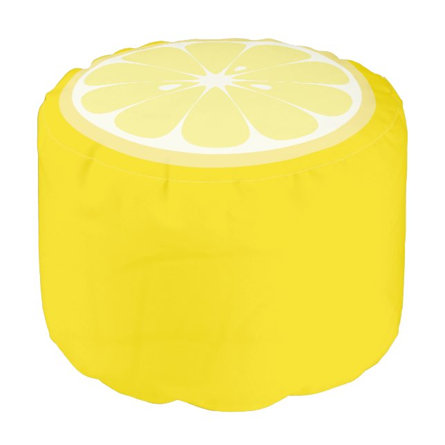 Yellow Lemon Slice Pouf (Angled Front)