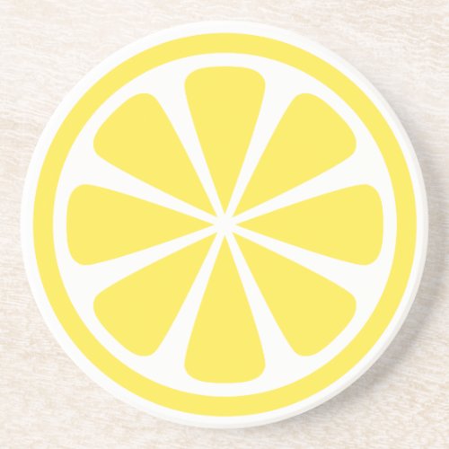 Yellow Lemon Slice Round Sandstone Coaster