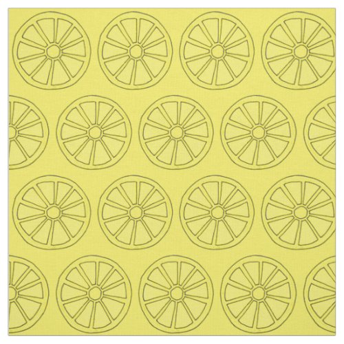 Yellow Lemon Slices Citrus Fruit Print Fabric