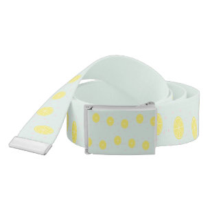 Yellow lemon slices on blue belt