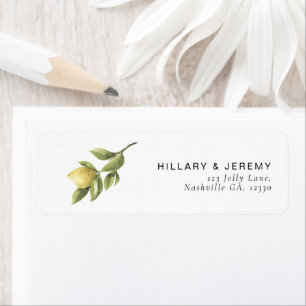 Yellow Lemon Sorrento Bridal Shower Return Address Label
