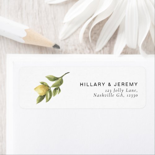 Yellow Lemon Sorrento Bridal Shower Return Address Label